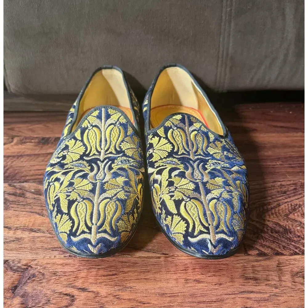 $1,595 New Christian Louboutin Embroidered Floral Velvet Loafers Black 45(12)